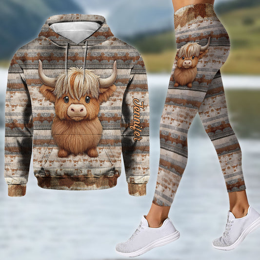 Niedliches Hochlandrind – Personalisierter Hochlandrind-Hoodie und Leggings