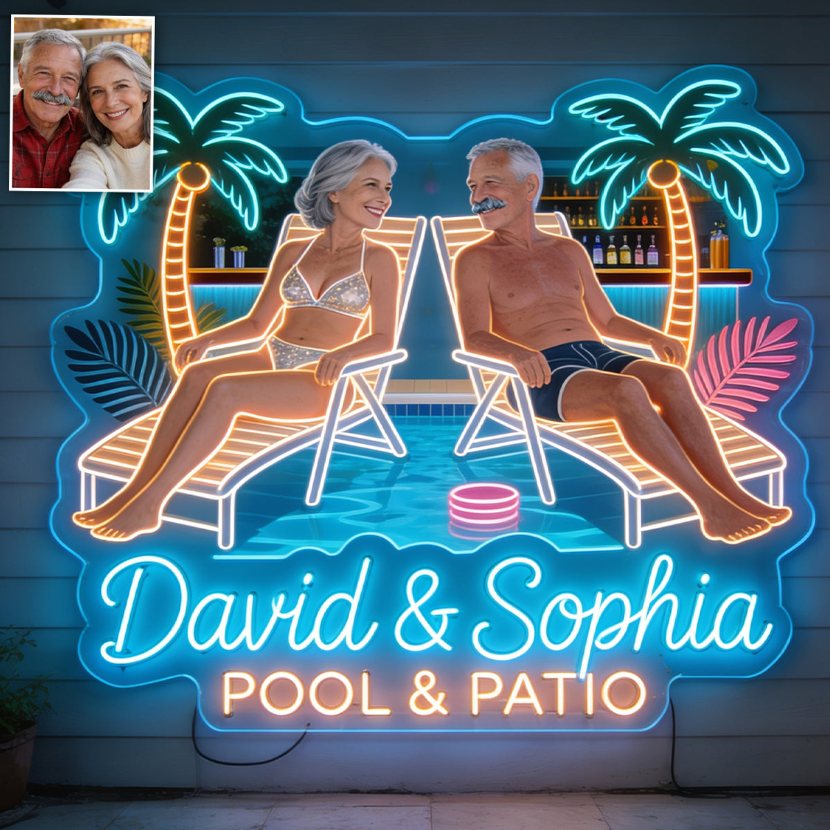 Personalisierte Neon LED Lichtsignatur für Paare - Any Photo Backyard, Pool & Patio