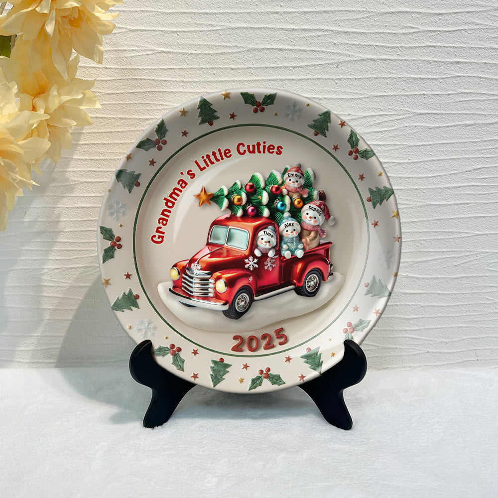 Omas Lieblinge – Personalisierter runder Keramikteller für Oma