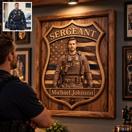 Personalisierte Foto - Individuelles Polizeischild aus 2 Schichten Holz