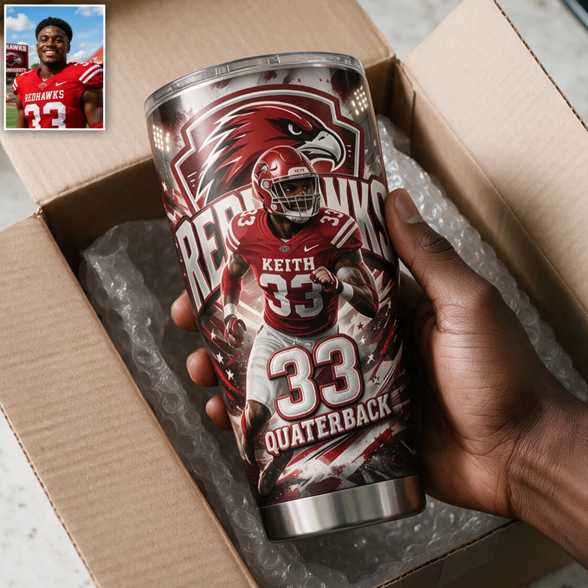Custom From Any Photo - Personalized Football Tumbler