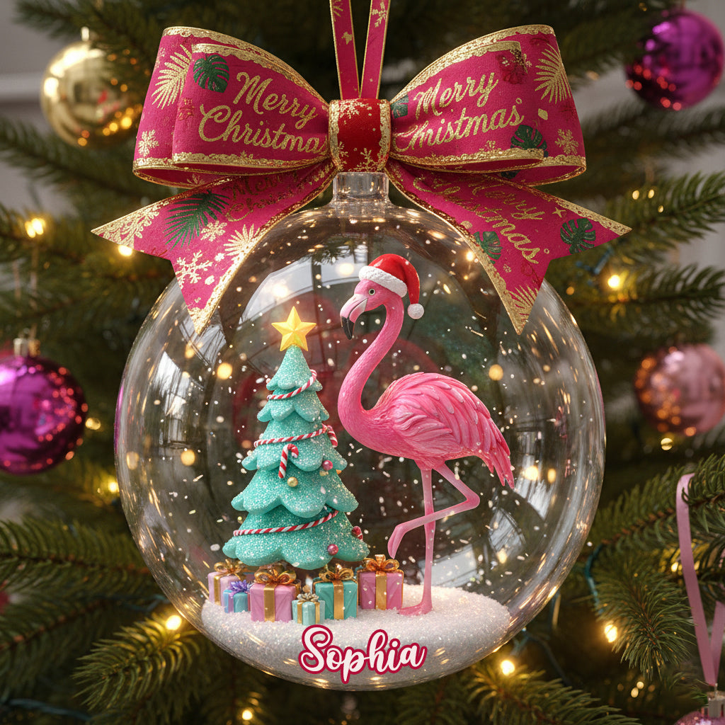 Frohe Weihnachten – Personalisierter Flamingo-Weihnachtsschmuck