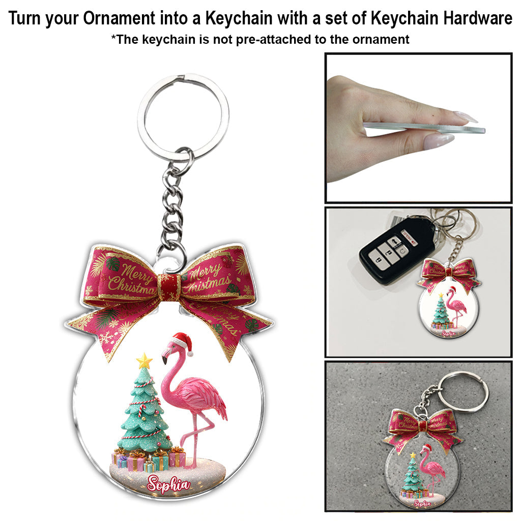 Frohe Weihnachten – Personalisierter Flamingo-Weihnachtsschmuck