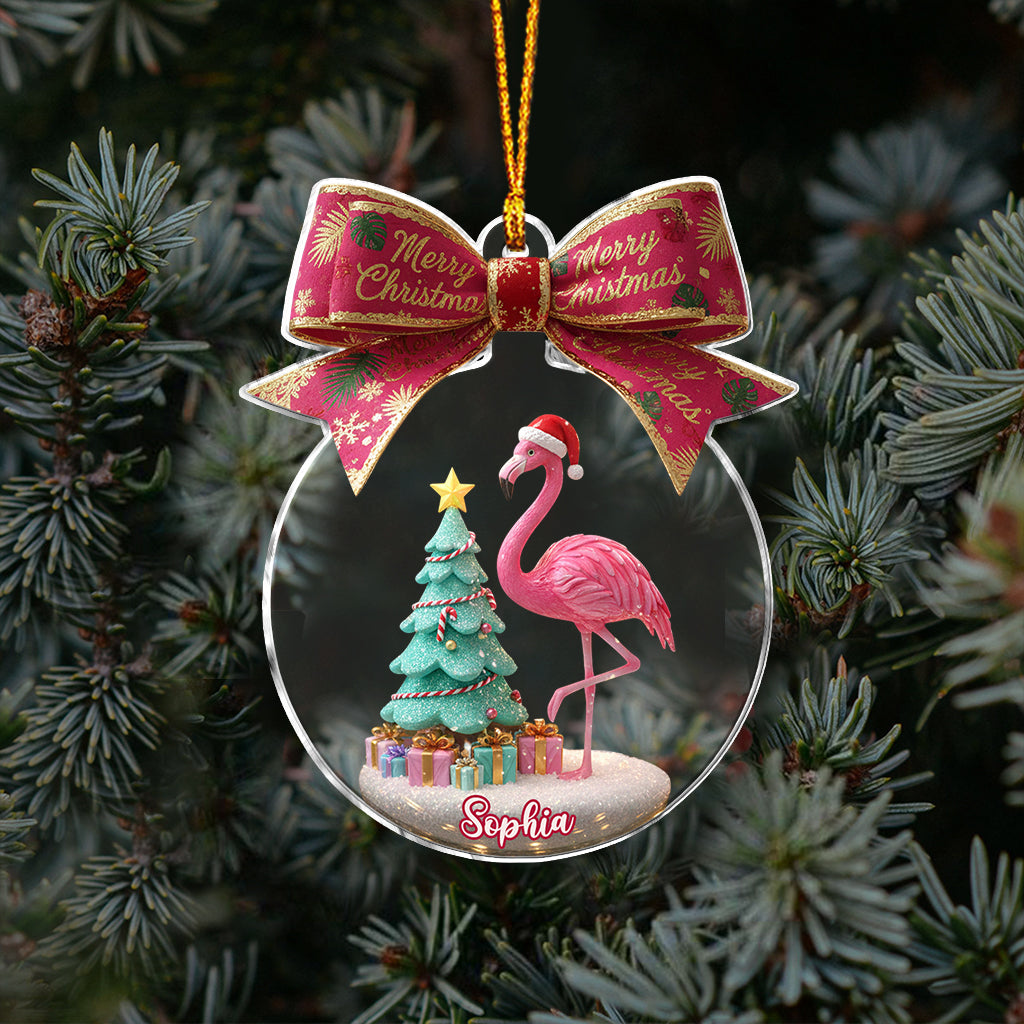 Frohe Weihnachten – Personalisierter Flamingo-Weihnachtsschmuck