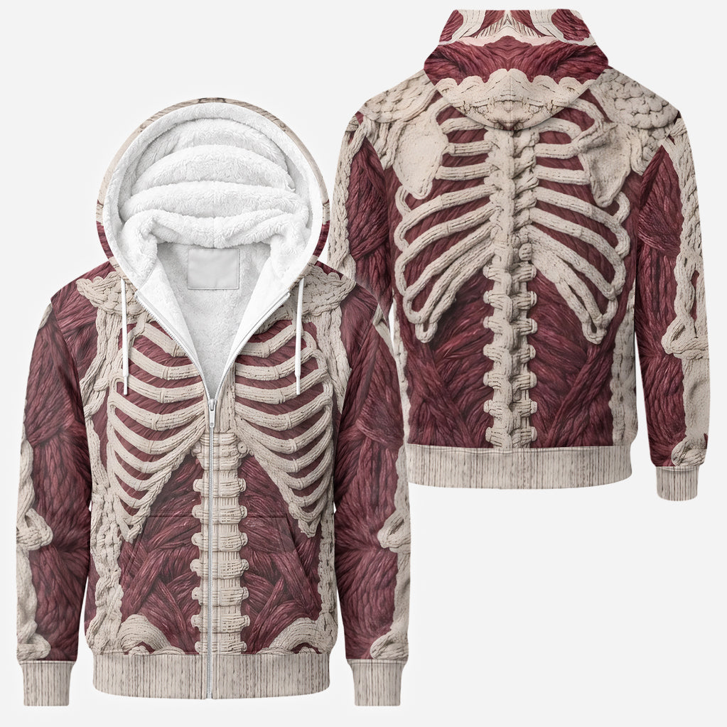 Karmesinrotes Skelett - Personalisierter Halloween Full Face Zipper Hoodie