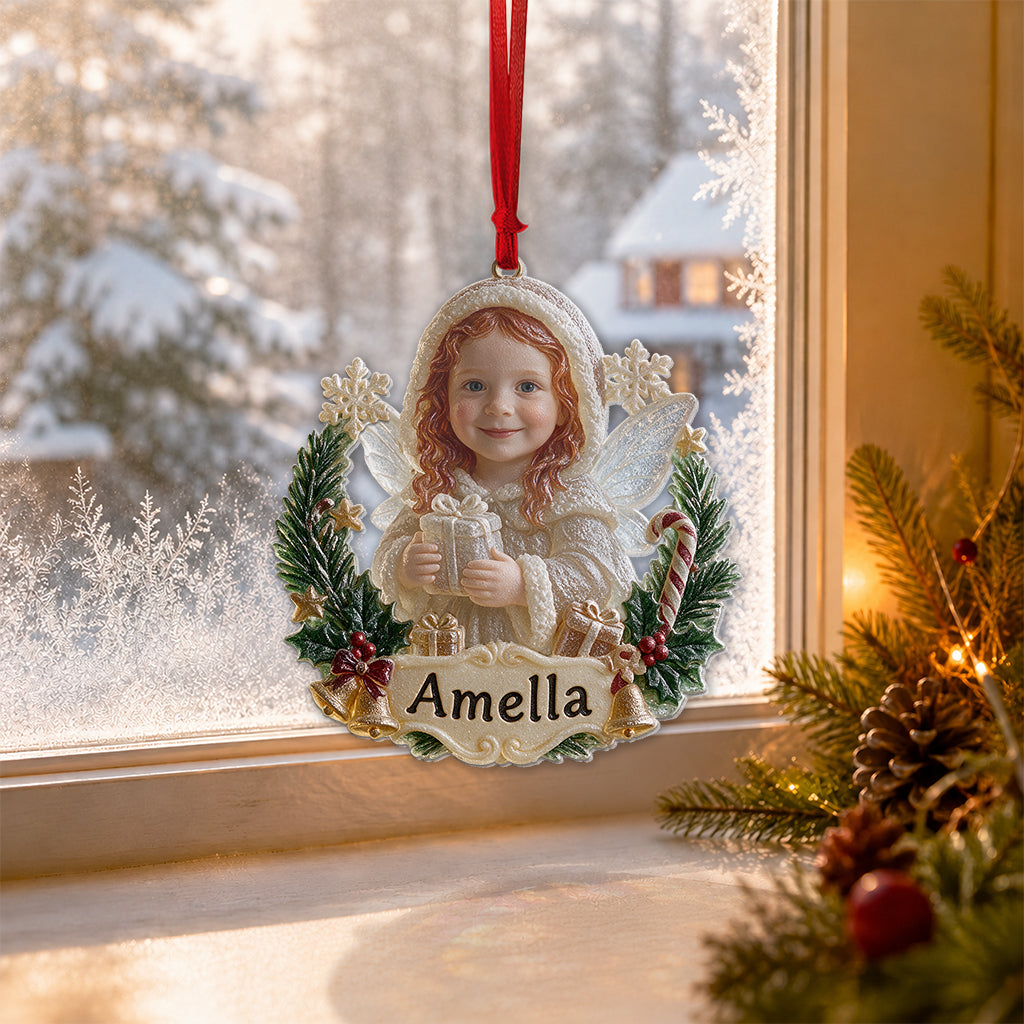 Dressed for Holiday Magic - Personalized Kid Custom Shape Glass Ornament