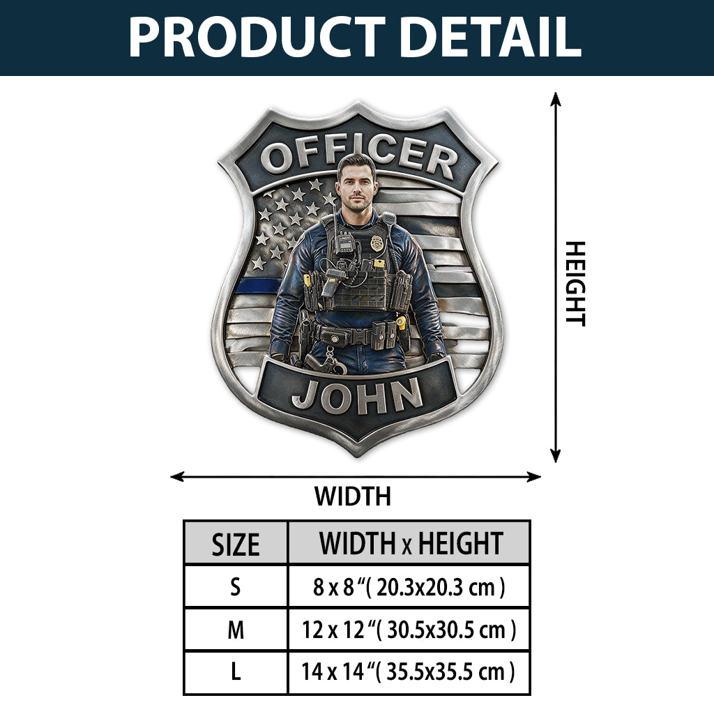 Police Officer - Personalized Police Officer 3D Printed Cut Metal Sign