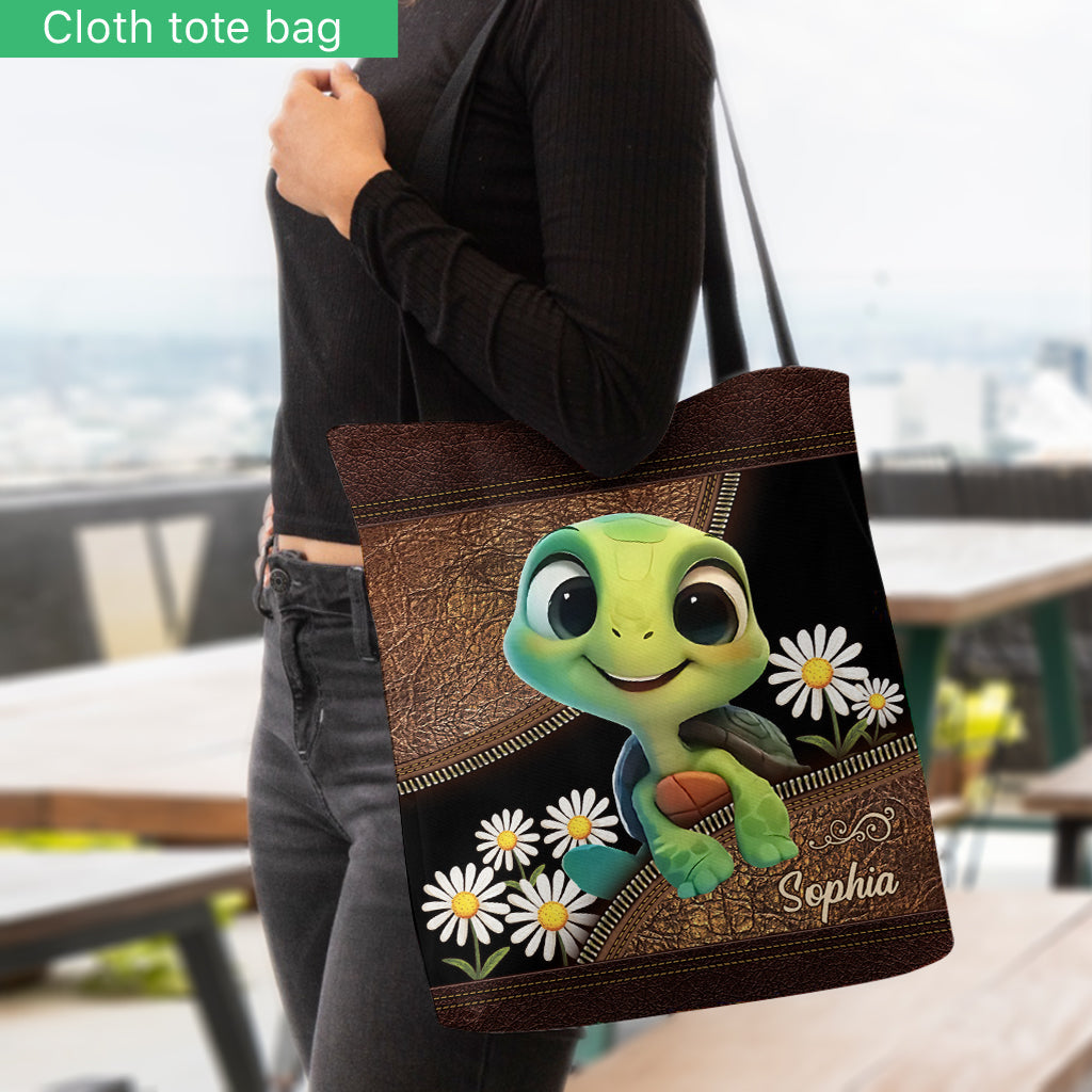 Einfach ein Mädchen, das Schildkröten liebt – personalisierte Schildkröten-Tragetasche