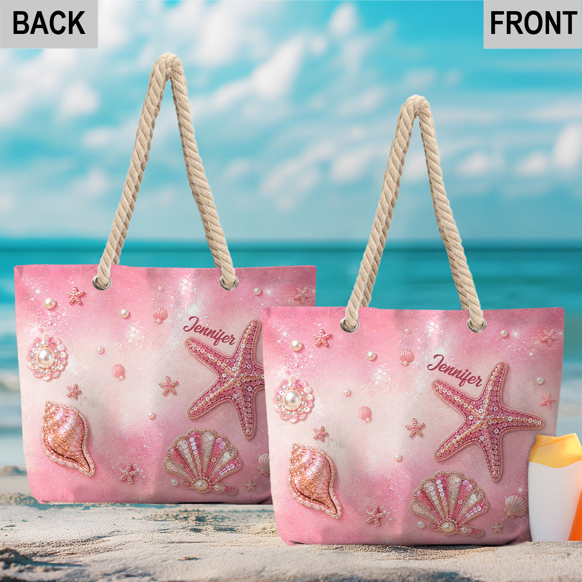 Sommer Vibes - Personalisierte Strandtasche für Meeresliebhaber mit Charms