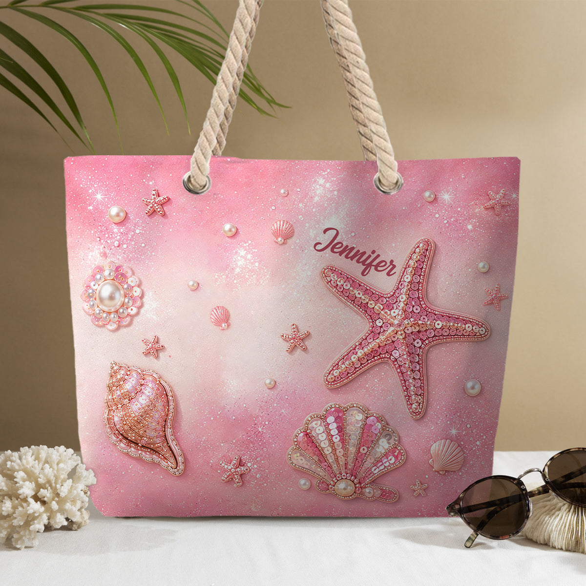 Sommer Vibes - Personalisierte Strandtasche für Meeresliebhaber mit Charms