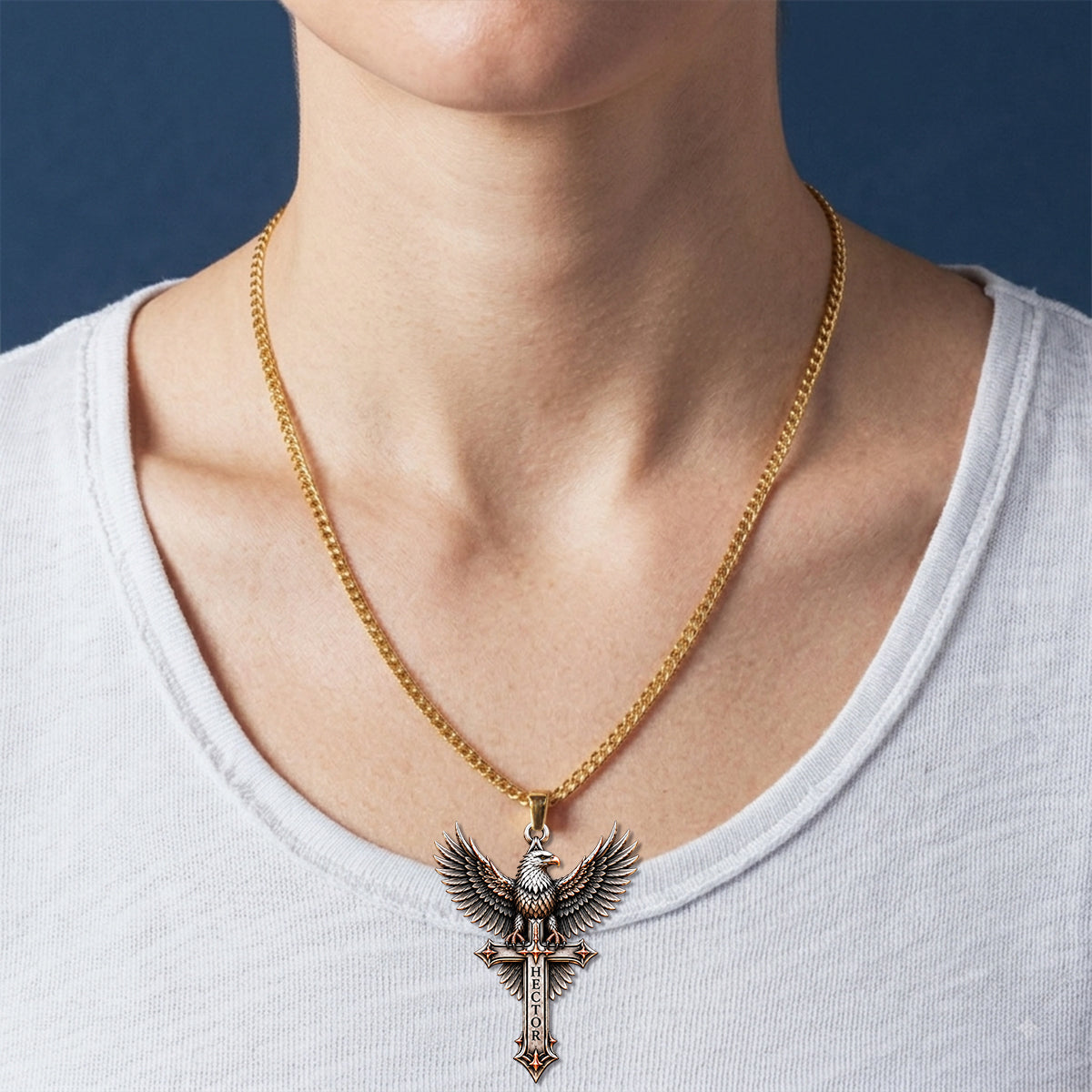 Wings of Faith - Personalized Bald Eagle Shaped Metal Pendant Necklace