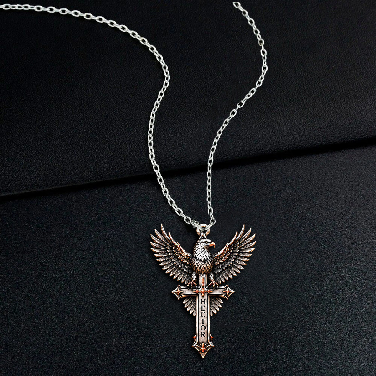 Wings of Faith - Personalized Bald Eagle Shaped Metal Pendant Necklace