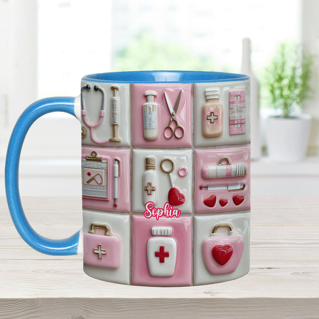 Liebe das Krankenpflegeleben – Personalisierte Tasse mit Krankenpflegemotiv