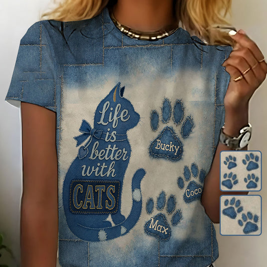 Life Is Better With Cats - Personalized Cat All Over Shirt