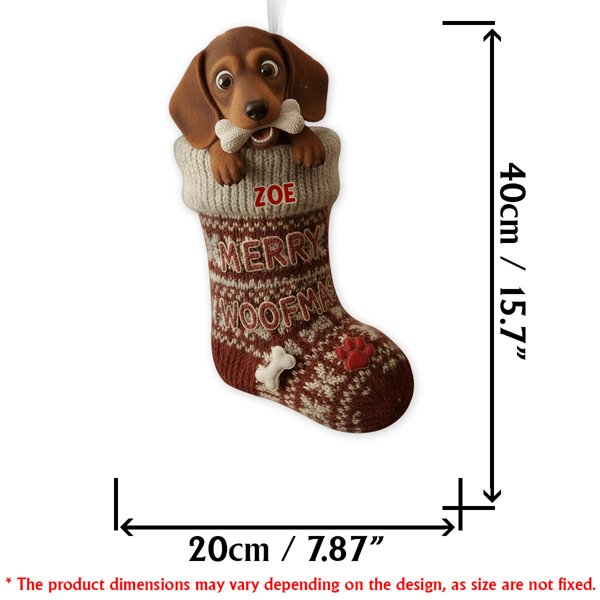 Funny Stealing Dog Bone Christmas Stocking - Personalized Dog Shaped Christmas Stocking