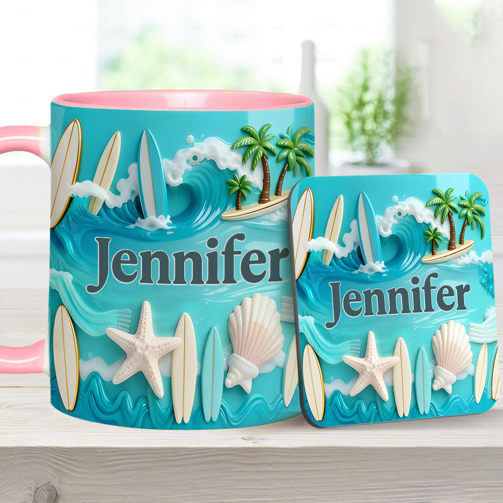 Love Surfing - Personalized Surfing Accent Mug & Coaster
