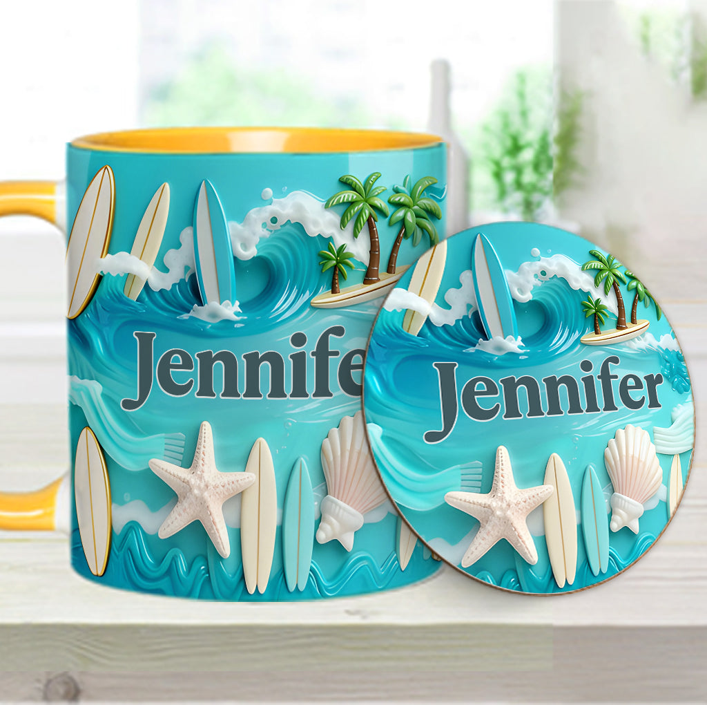 Love Surfing - Personalized Surfing Accent Mug & Coaster