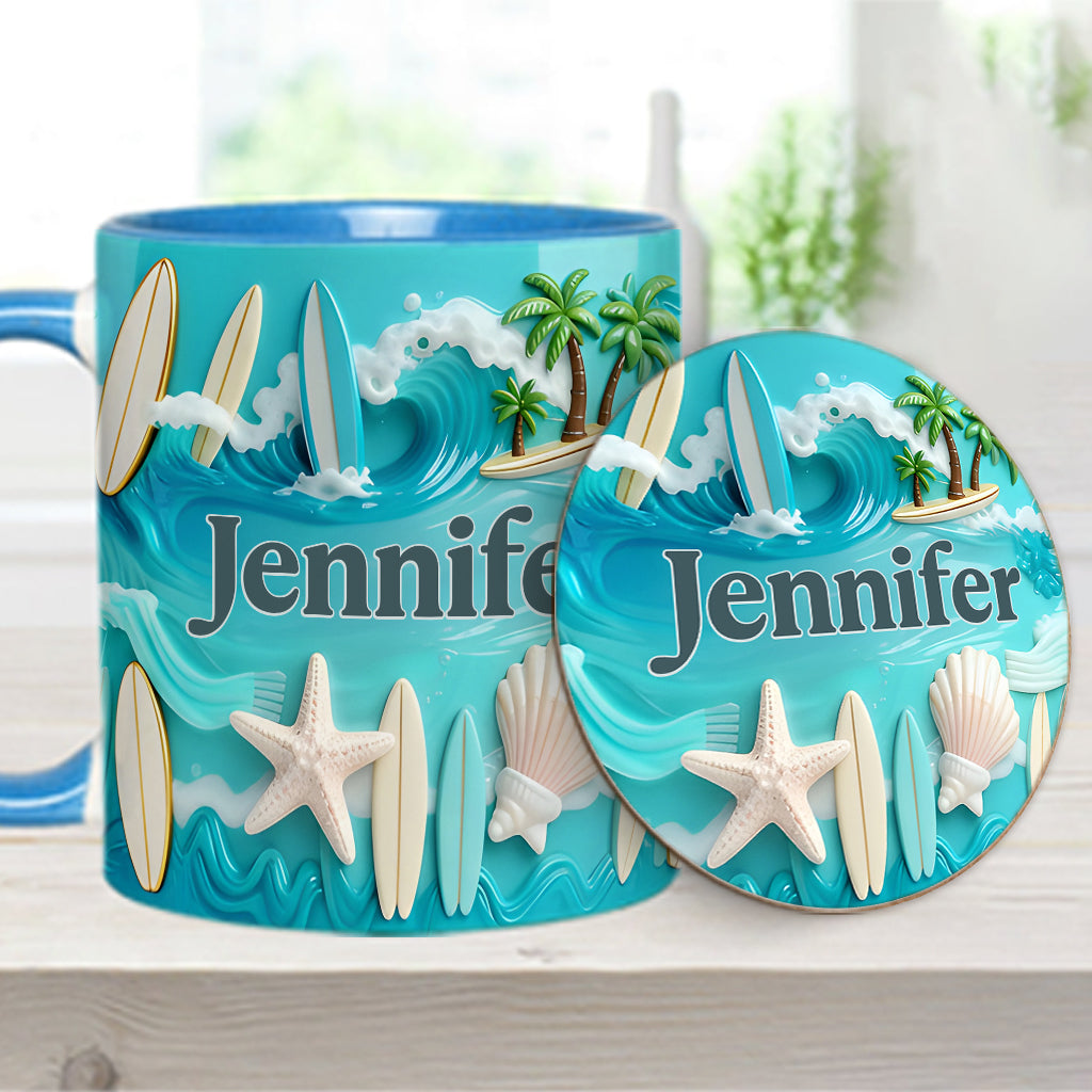 Love Surfing - Personalized Surfing Accent Mug & Coaster