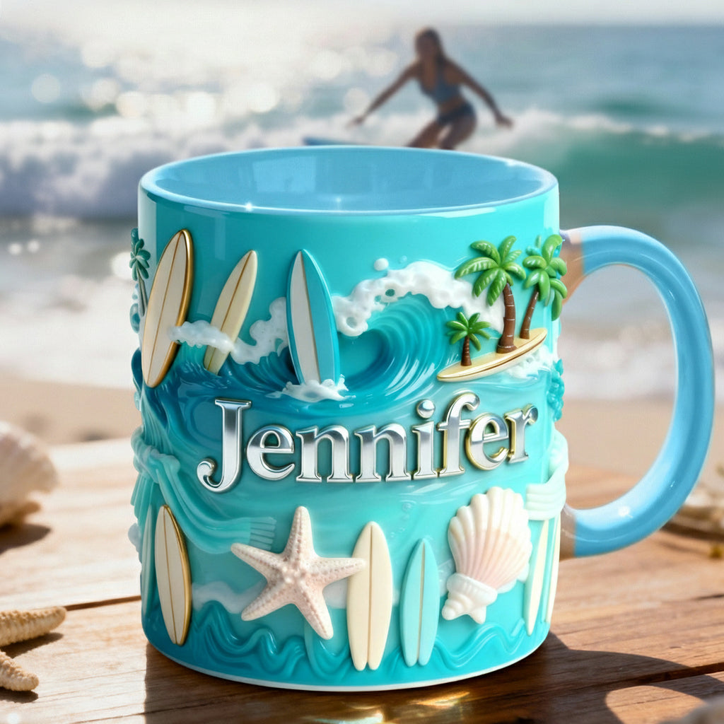 Love Surfing - Personalized Surfing Accent Mug & Coaster