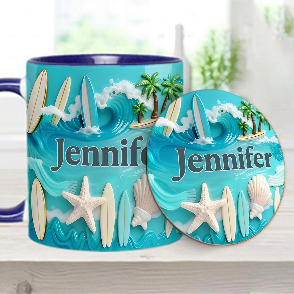 Love Surfing - Personalized Surfing Accent Mug & Coaster