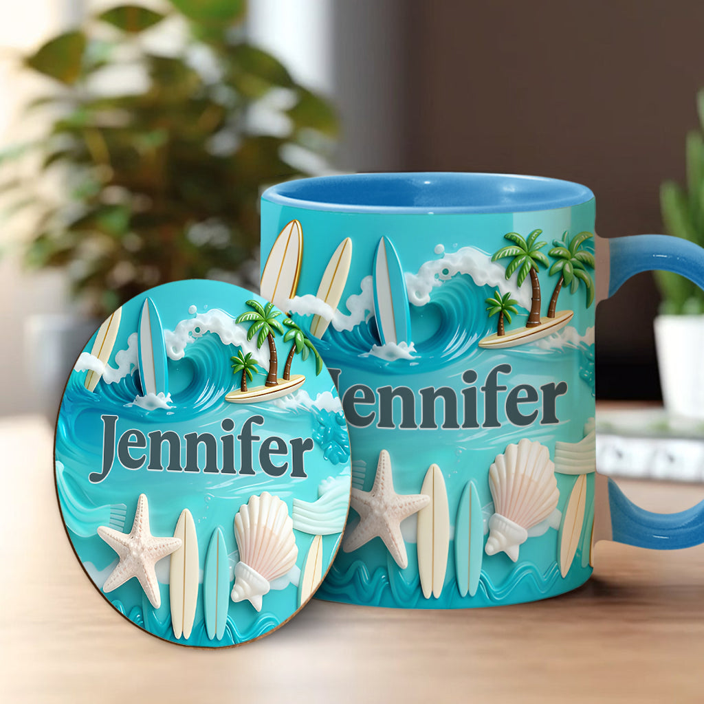 Love Surfing - Personalized Surfing Accent Mug & Coaster