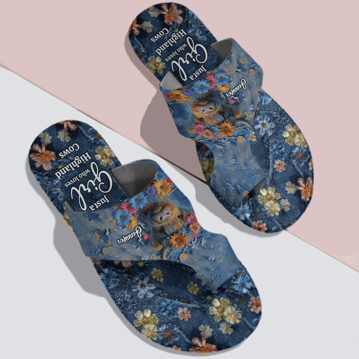 Just A Girl Who Loves Highland Cows - Personalized Highland Cow Open Toe Sandals