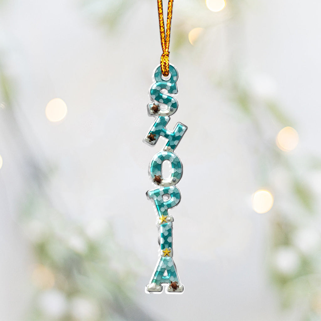 Weihnachtsalphabet mit Meeresglasstruktur – personalisierter, individuell geformter Familienschmuck