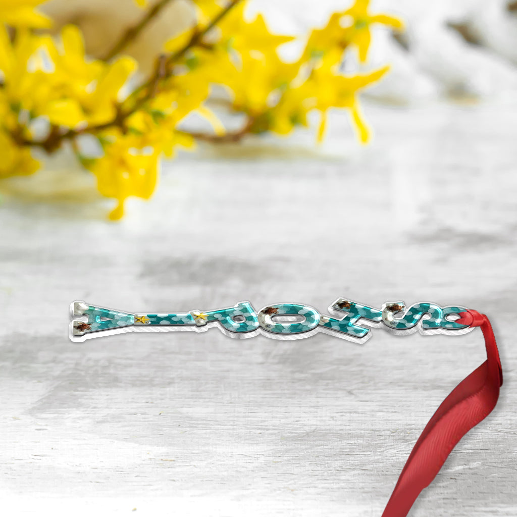 Weihnachtsalphabet mit Meeresglasstruktur – personalisierter, individuell geformter Familienschmuck