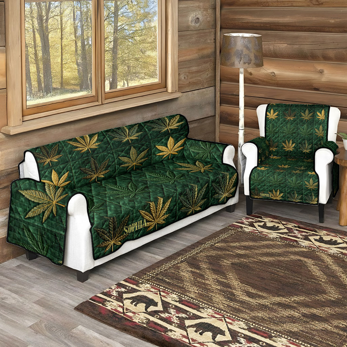 Magic Cover - Personalized Weed Quilted Sofa/Couch Cover