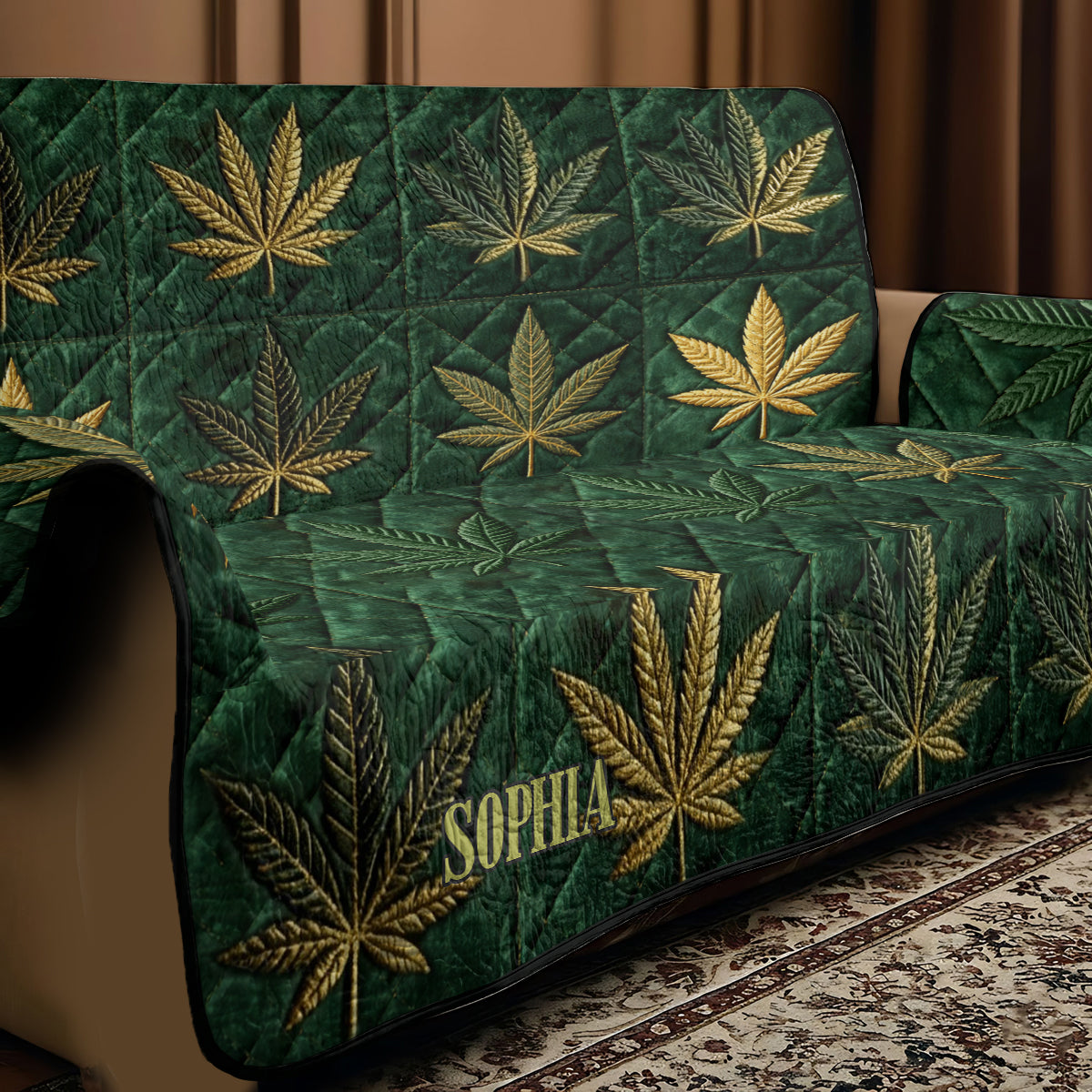 Magic Cover - Personalized Weed Quilted Sofa/Couch Cover