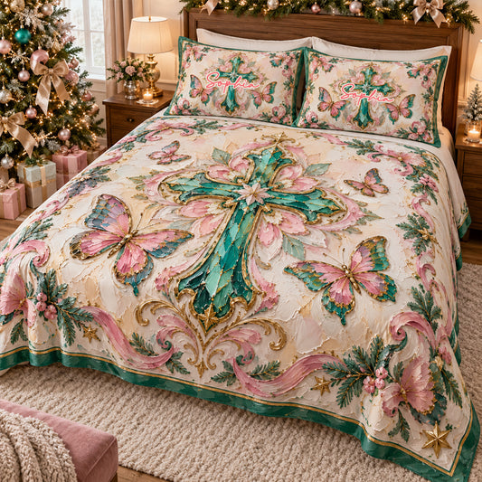 Frohe Weihnachten - Personalisierbares Christliches Quilt-Set