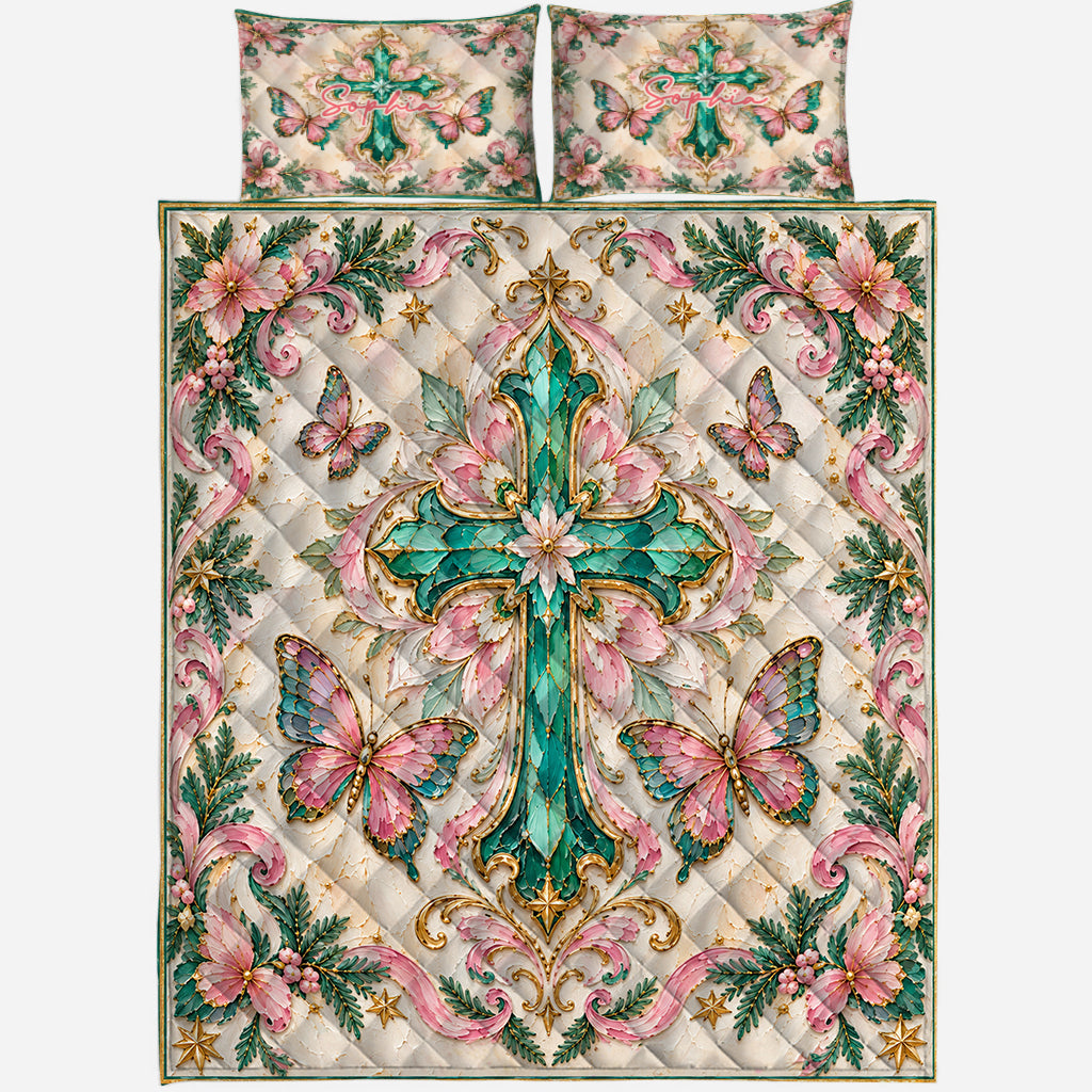 Merry Christmas - Personalized Christian Quilt Set