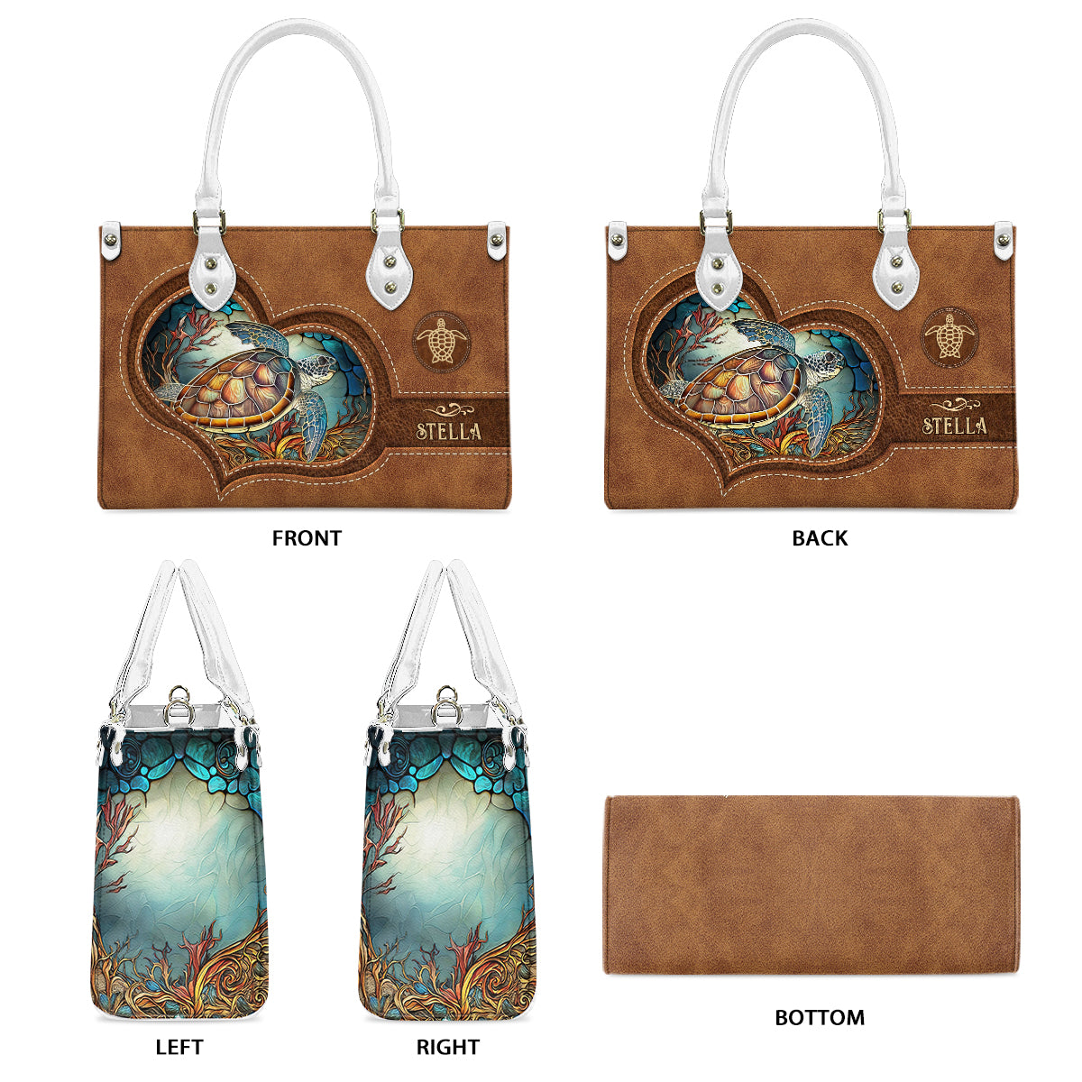 Turtle Lover - Personalized Turtle Leather Handbag