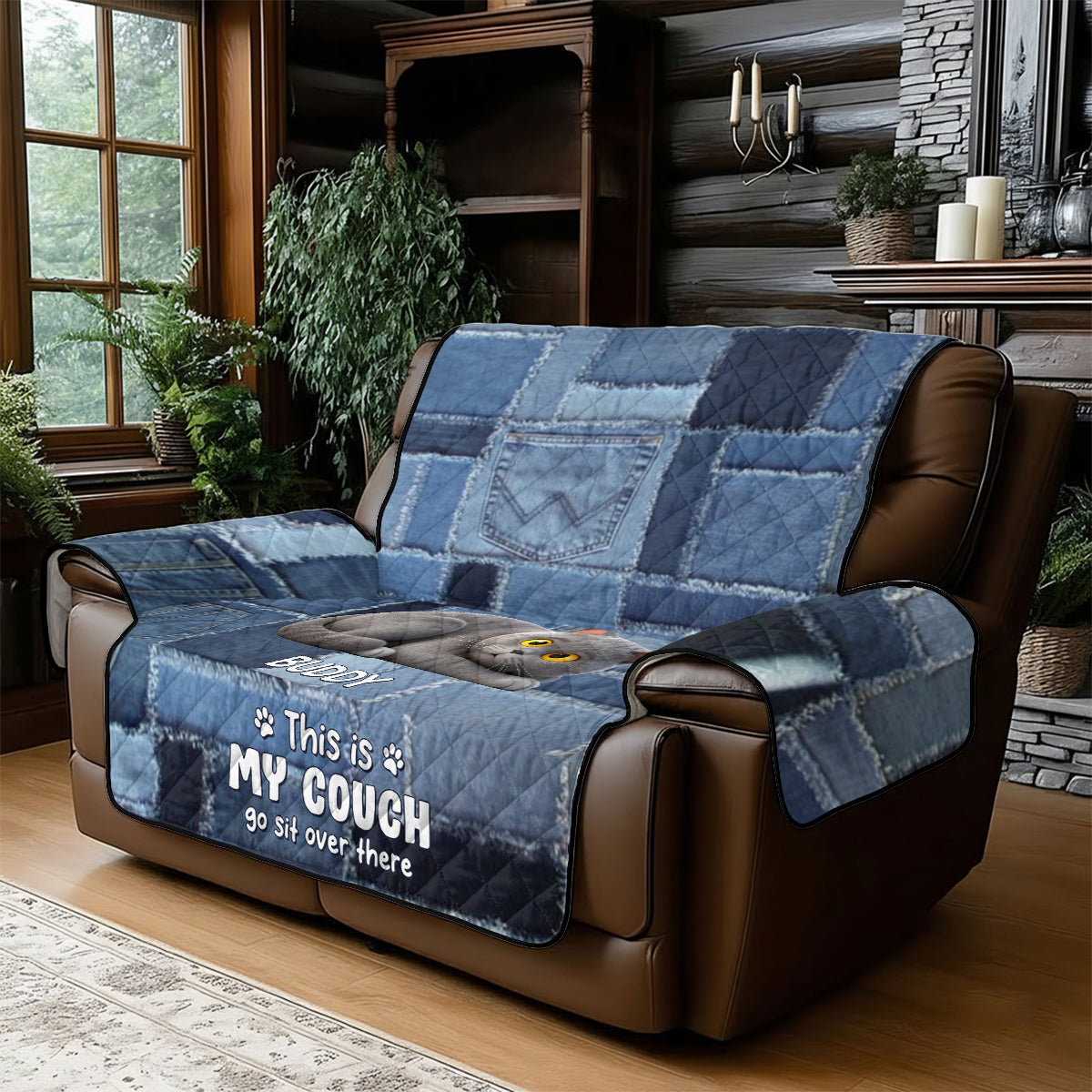 Playful Cat - Personalized Cat Quilted Sofa/Couch Cover