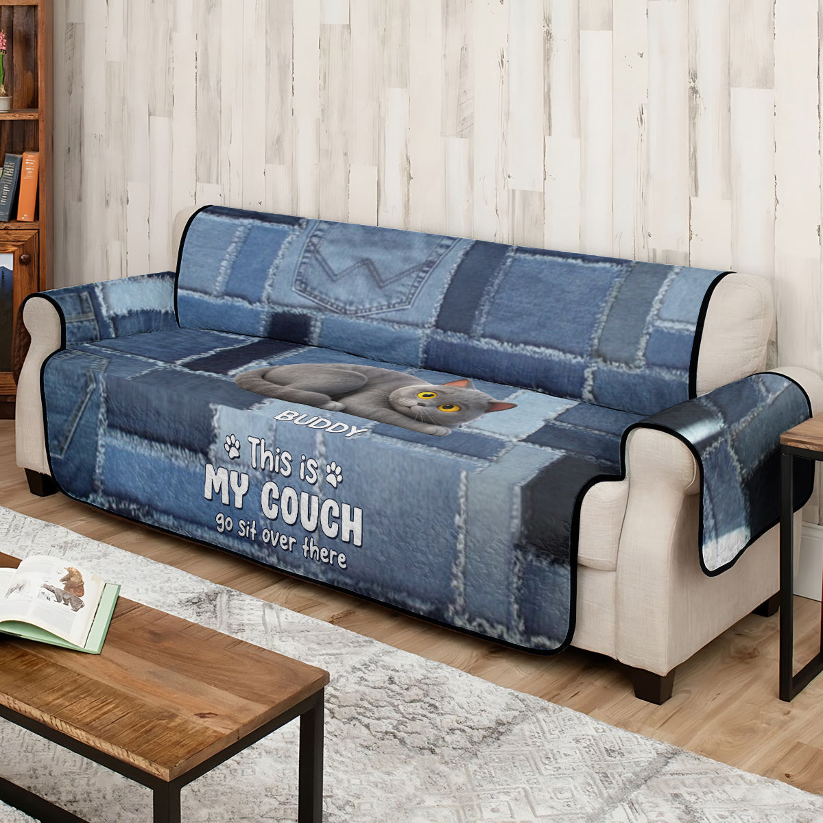 Playful Cat - Personalized Cat Quilted Sofa/Couch Cover