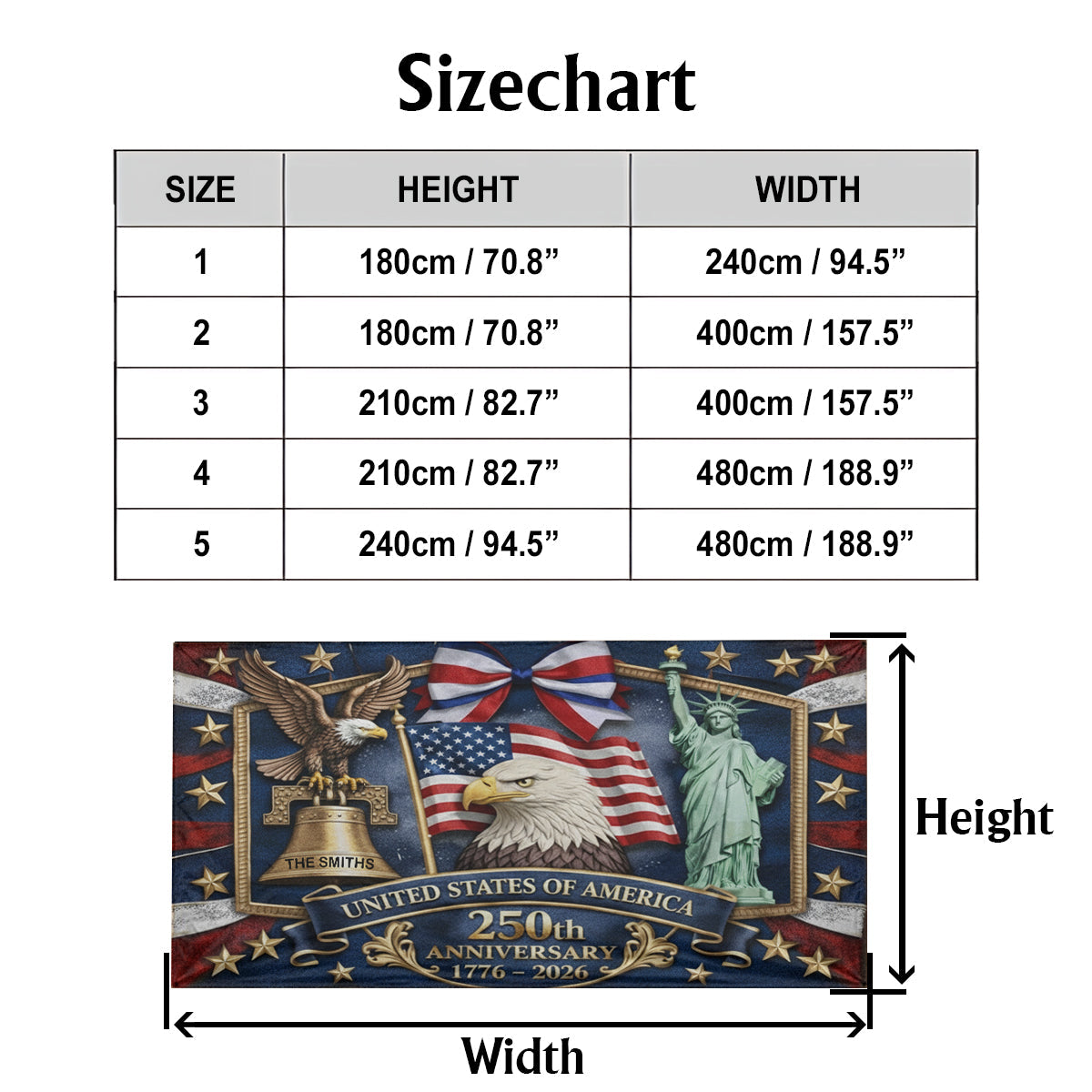 250. Jahrestag der USA – Personalisiertes Patriot-Garagentorbanner