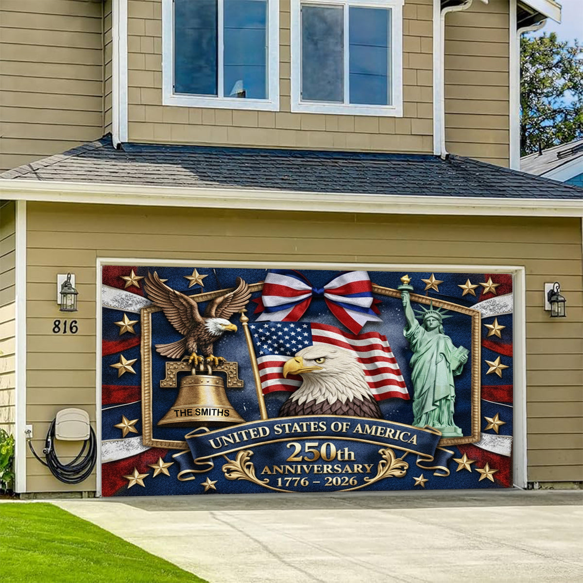 250. Jahrestag der USA – Personalisiertes Patriot-Garagentorbanner