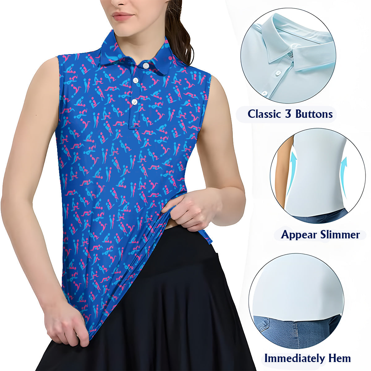 Witziges Geschenk für sie – personalisiertes ärmelloses Polo-Shirt für Paare