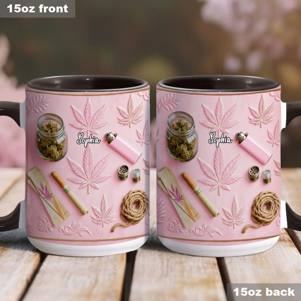 Magische Blätter – Personalisierte Tasse und Untersetzer mit Cannabis-Motiv