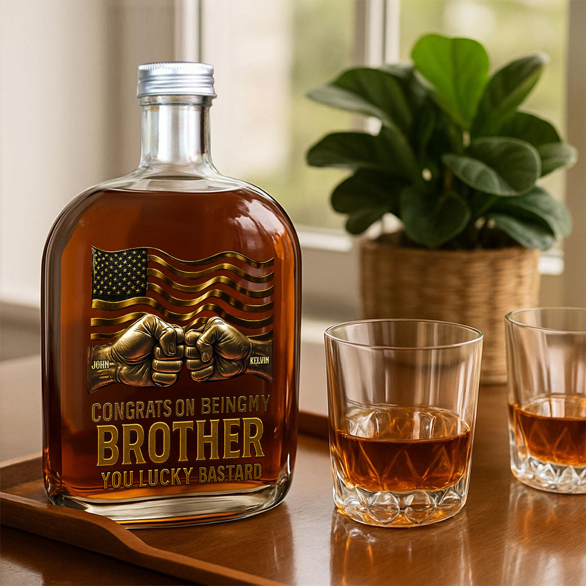 Glückwunsch, mein Bruder zu sein – personalisierte Weinflasche für Geschwister