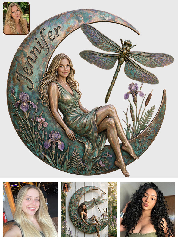 Rustic Dragonfly Art - Personalized Dragonfly 3D Printed Cut Metal Sign