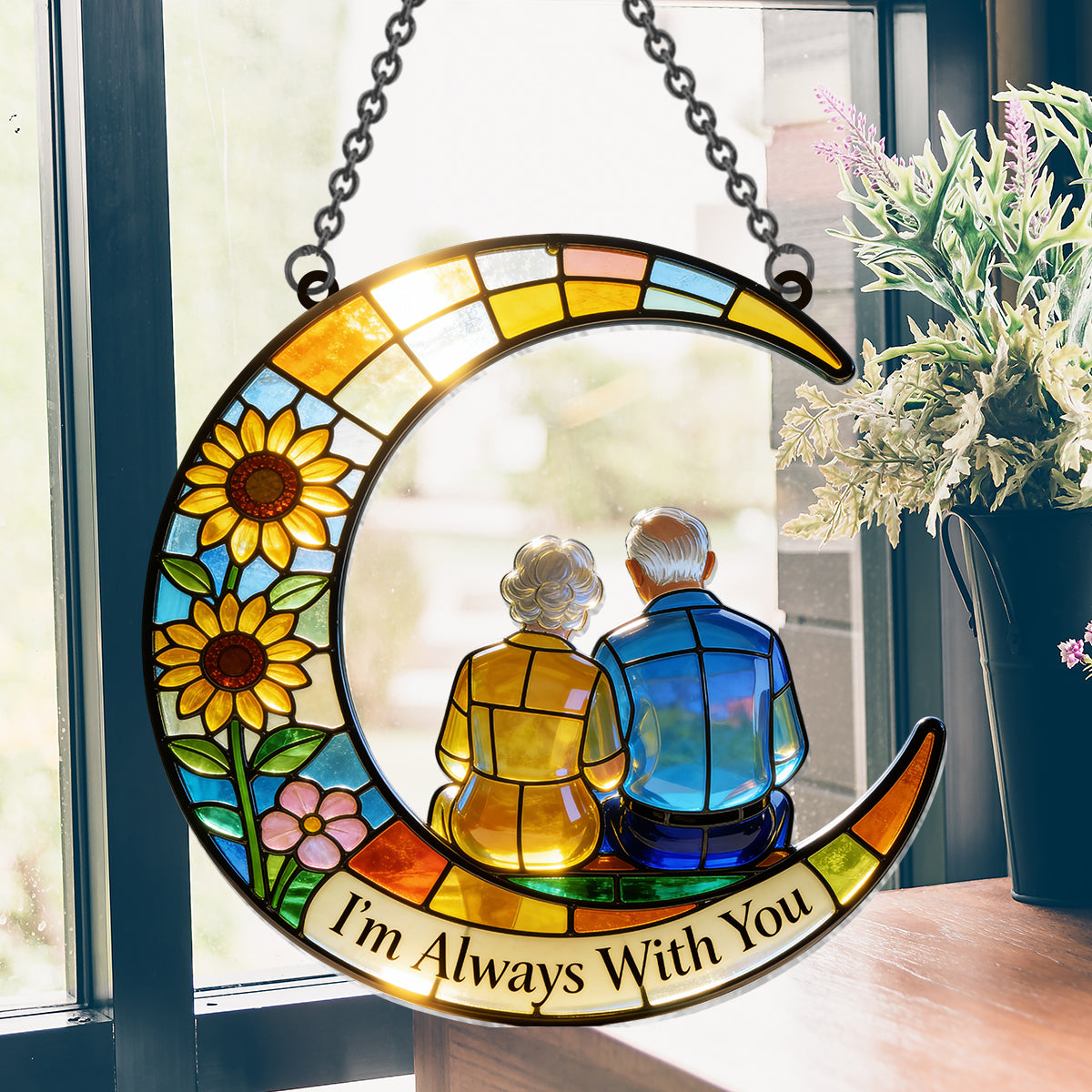 I'm Always With You - Personalized Memorial Window Hanging Suncatcher Ornament