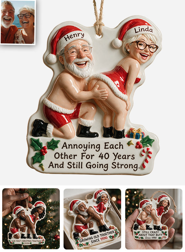 Ho Ho Holy Cheeks! - Personalized Spicy Couple Premium 3D Ornament