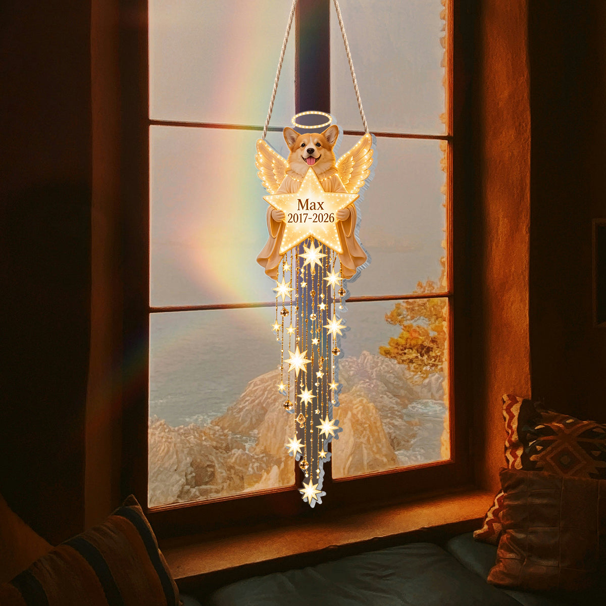 Dog Memorial Angel Star Light - Personalized Dog LED Light Acrylic Sign