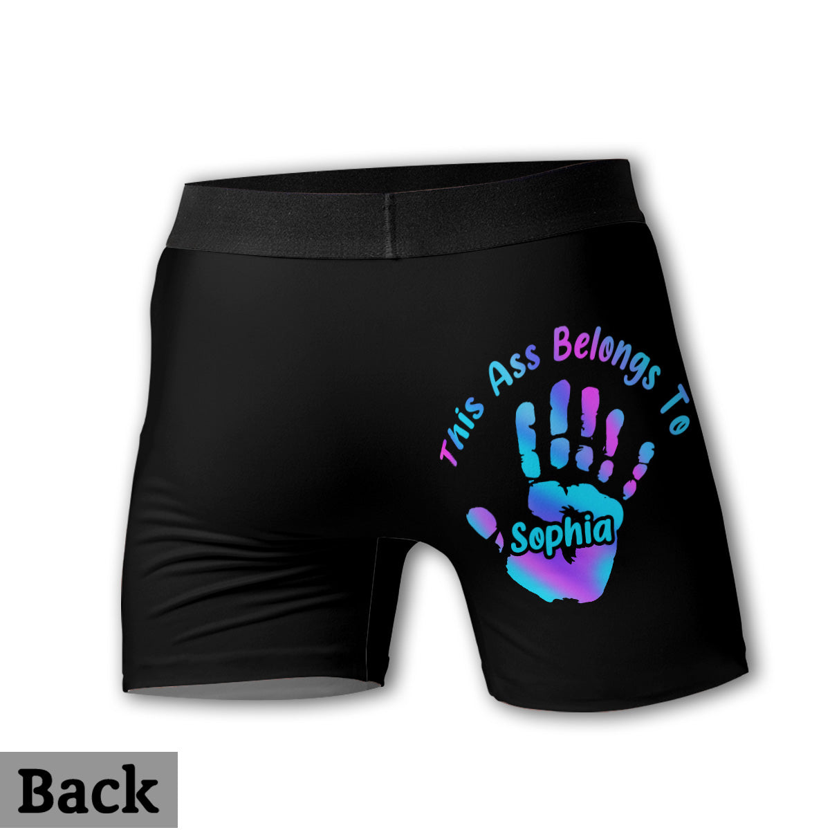 Dieses Geschenk „Der Arsch ist vergeben“ ist für Sie oder Ihn geeignet – personalisierte Damen-Slips und Herren-Boxershorts für Paare
