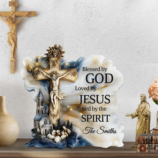 Von Gott gesegnet – Personalisierte christliche Acrylplakette in individueller Form