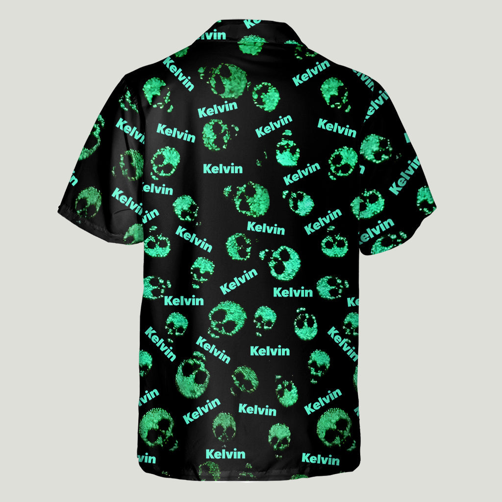 Cooles Totenkopf-Hawaiihemd mit Totenkopf-Motiv