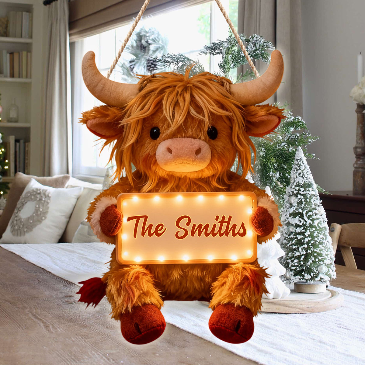 Home Sweet Home - Personalized Highland Cow LED Light Acrylic Sign