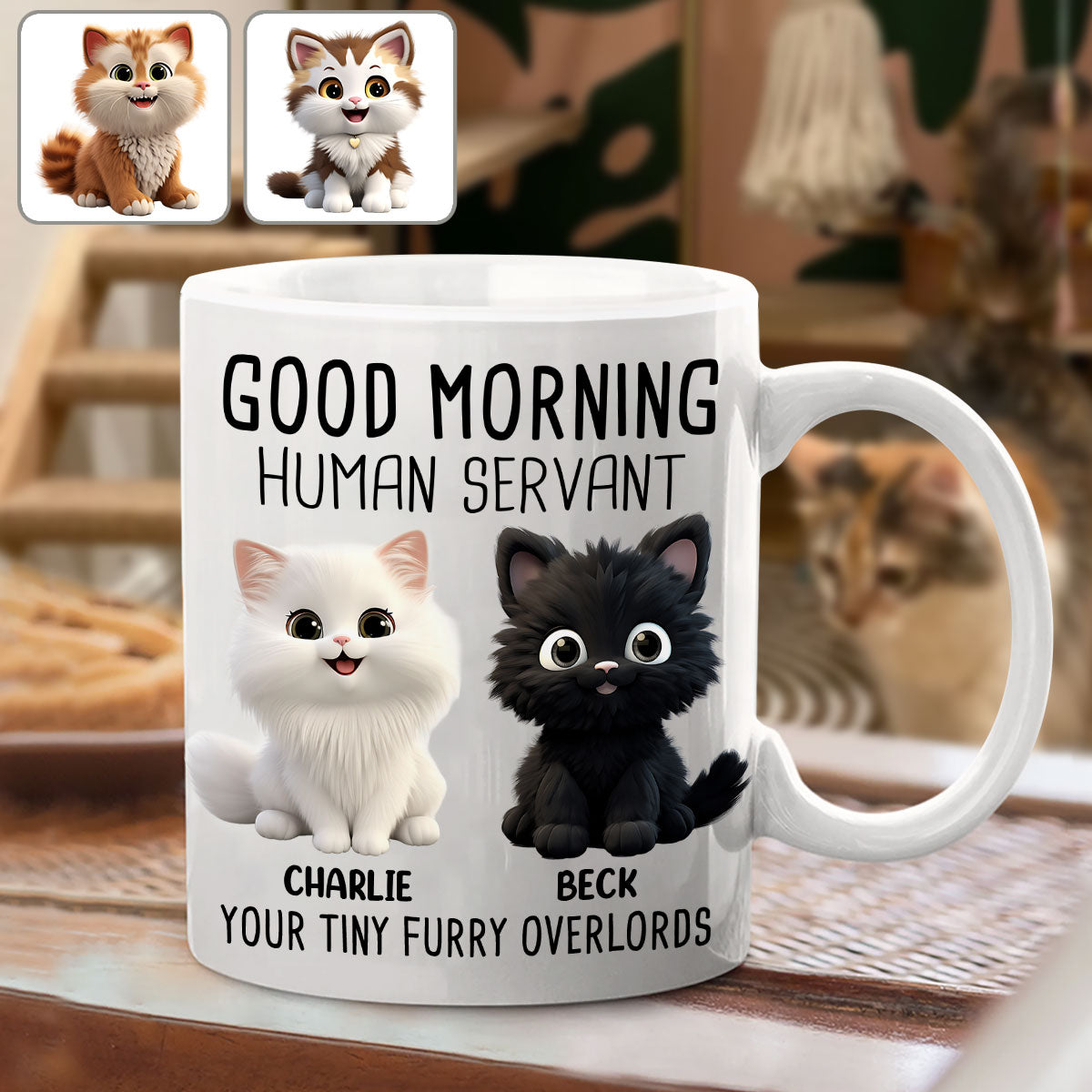 Good Morning Human Servant - Personalized Cat Mug