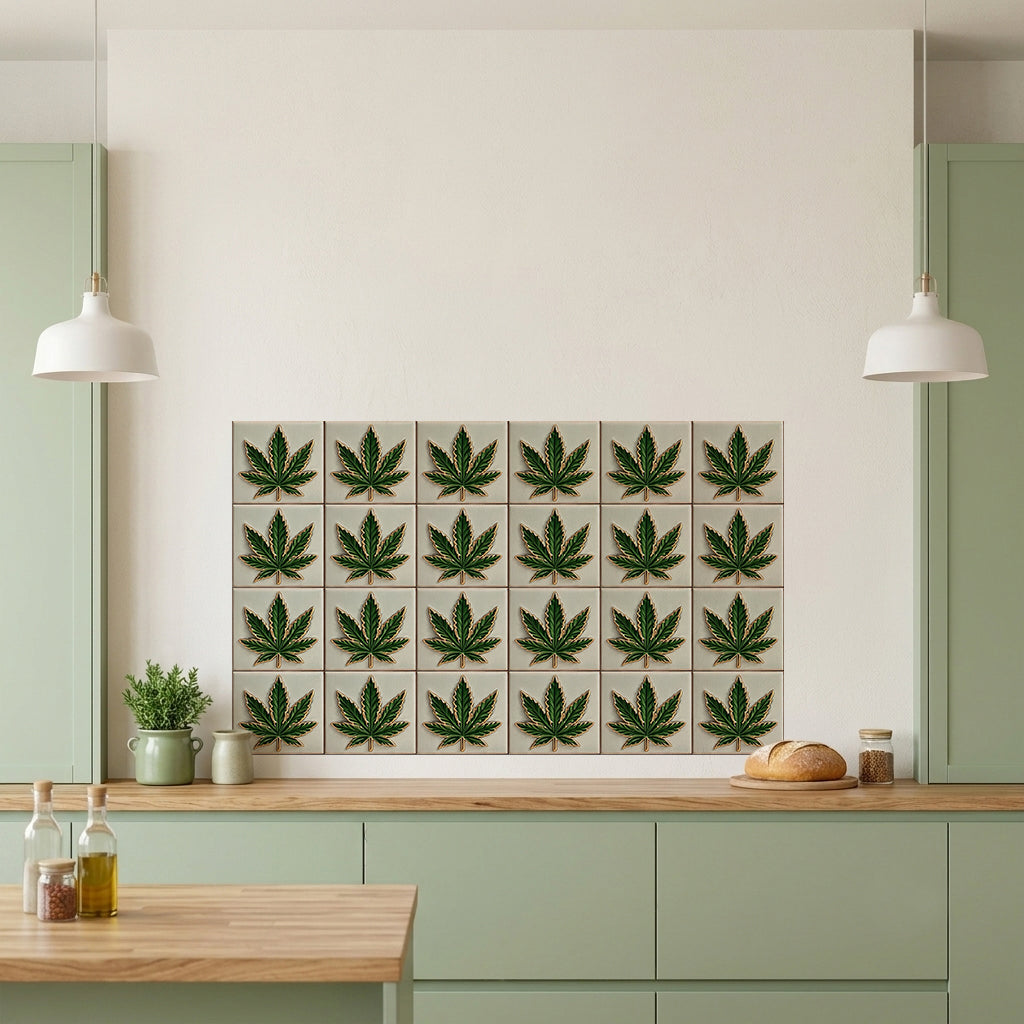 Magic Green Pink Leaf - Personalized Weed Wall Decal